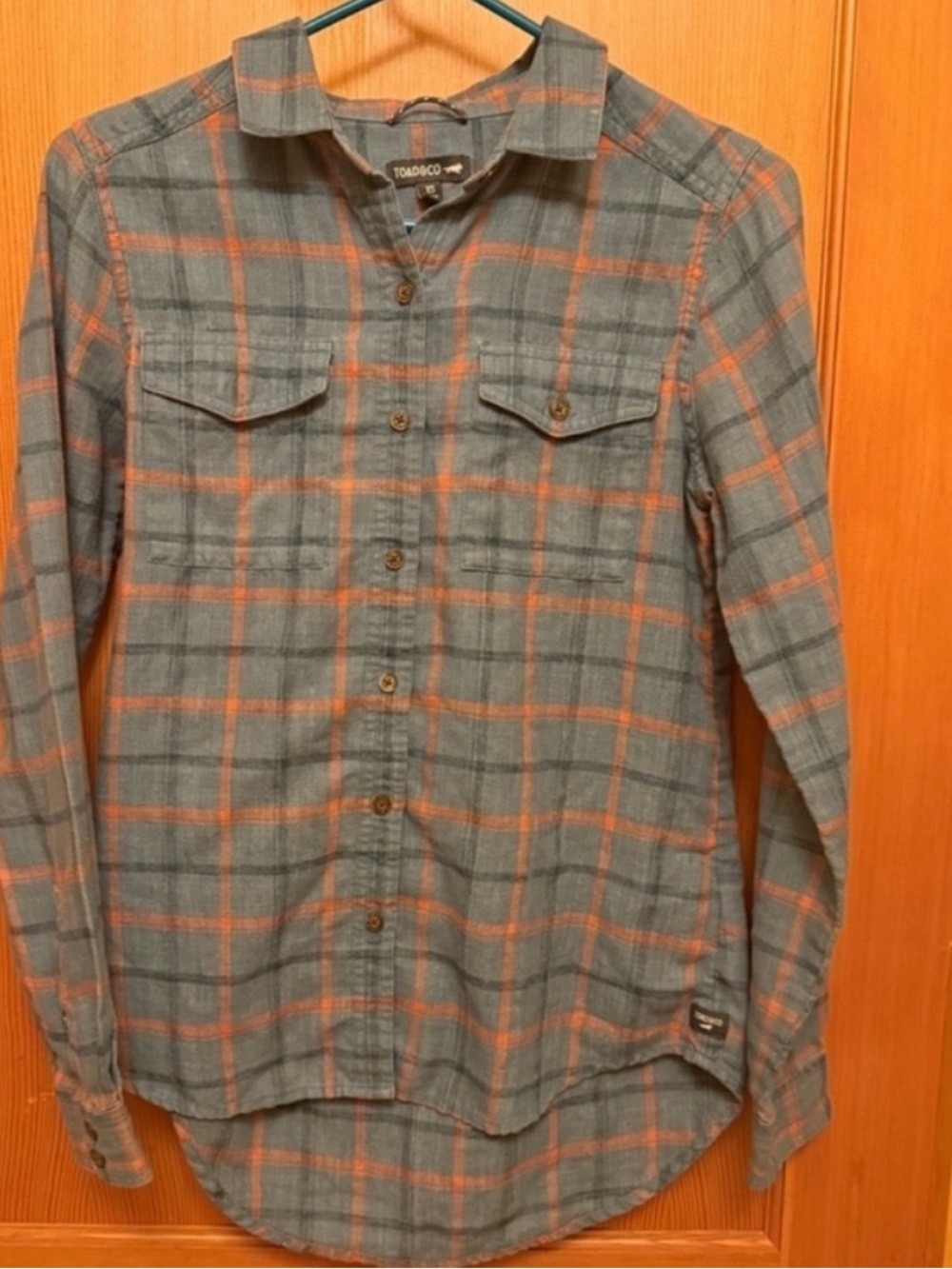 Toad&Co Women's Re-Form Flannel Long Sleeve Shirt - Clay Pattern Plaid - Size XS